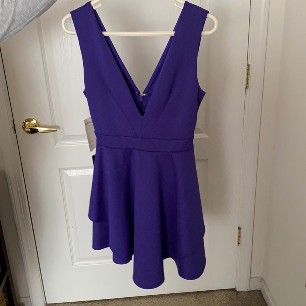 Bebe Purple Deep V Dress